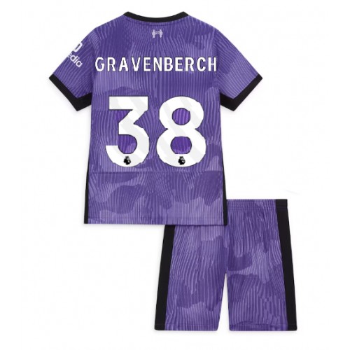 Fotballdrakt Barn Liverpool Ryan Gravenberch #38 Tredjedraktsett 2023-24 Kortermet (+ Korte bukser)